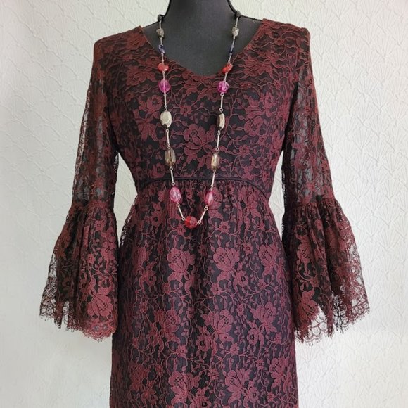 VINTAGE S. HOWARD HIRSH LACE DRESS - Picture 1 of 12